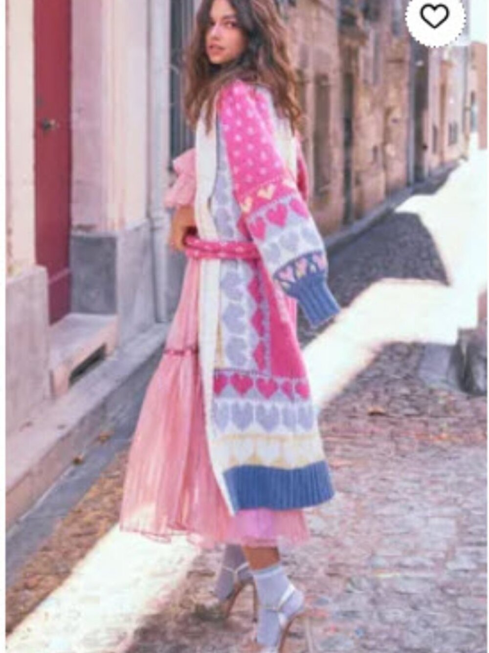 LoveShackFancy Nova Pink White (Item-254) Alpaca Wool Heart Duster Cardigan XS